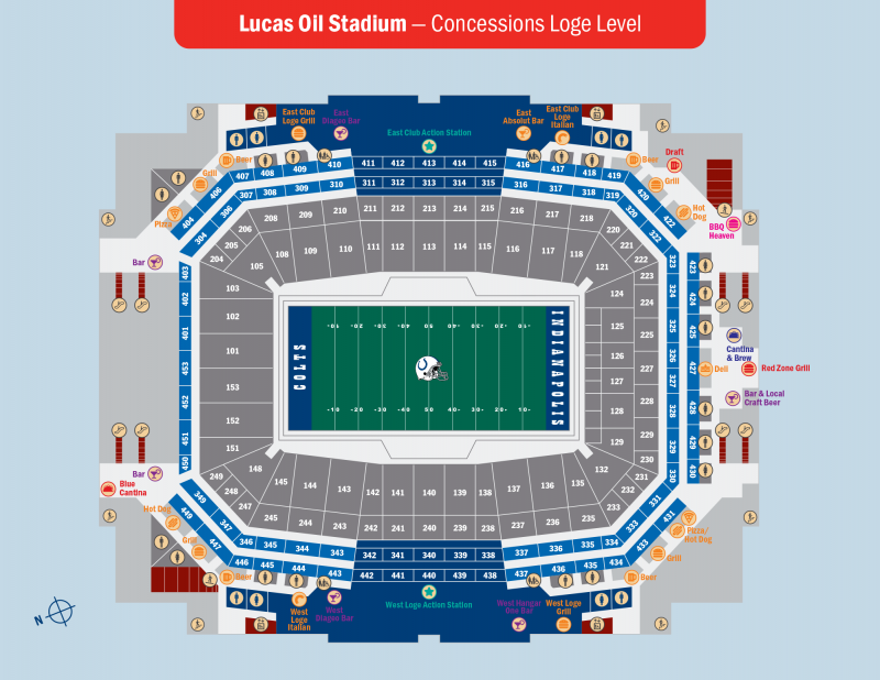 Lucas Oil Stadium Maps by Level
